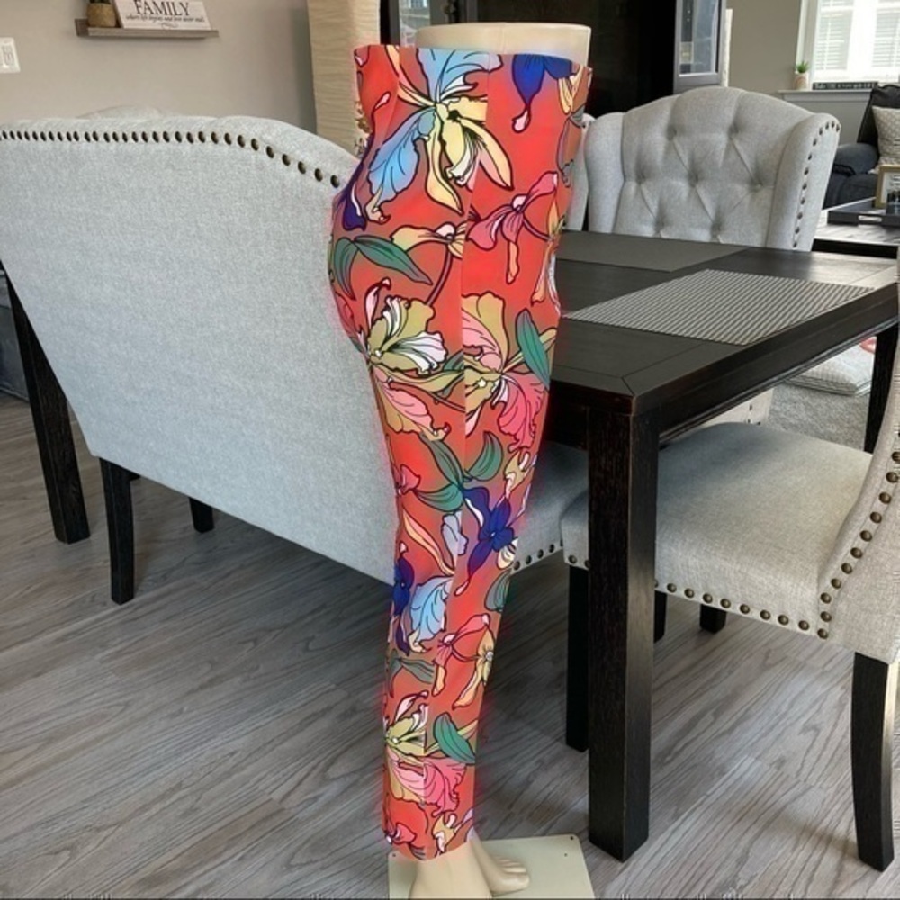 ๐ M. Mix colorful floral dress career pants 2 - Picture 4 of 12